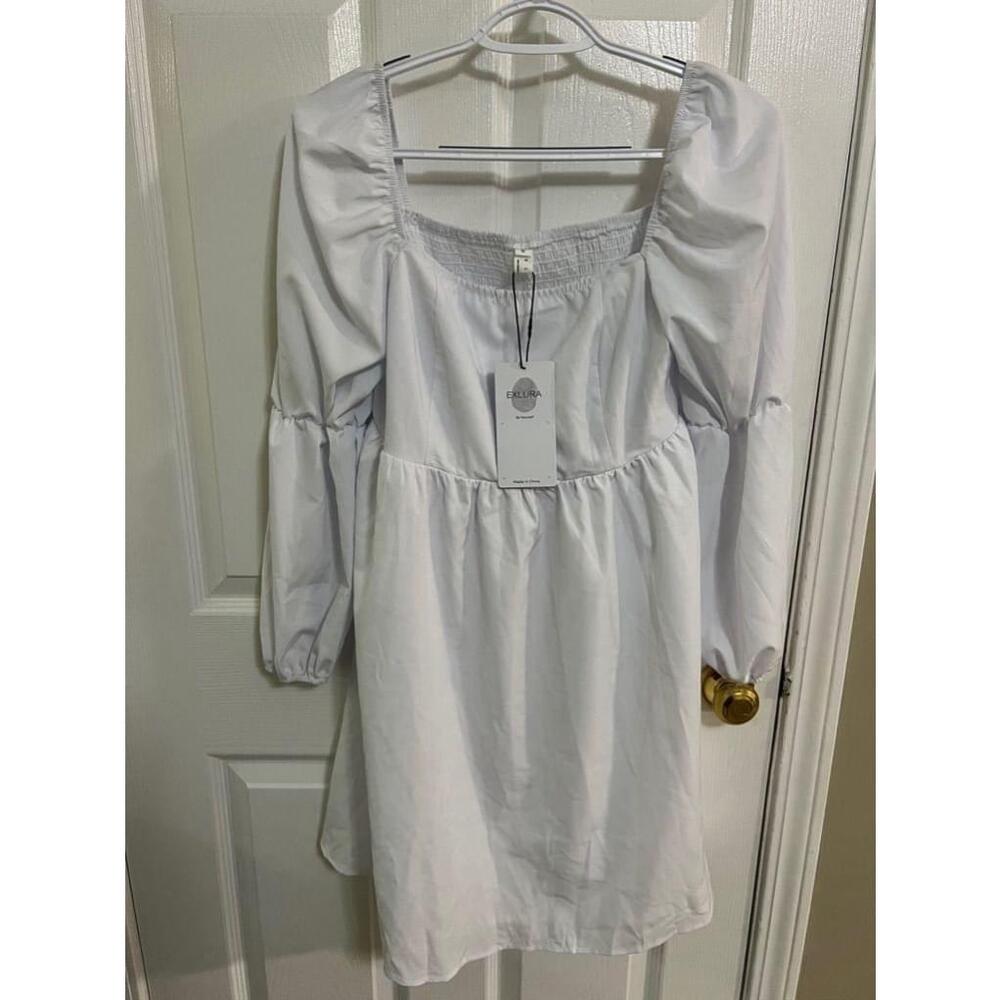 Women's Exlura Casual Mini Dress - White - M NWT boho style - Picture 3 of 8
